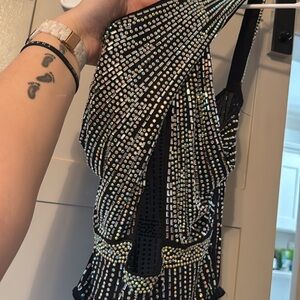 Black and Silver Embellished Bodysuit